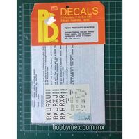 3500, 72-001, Mosquitos Fighters, 1/72,  Calcomanias Genericas. 8 