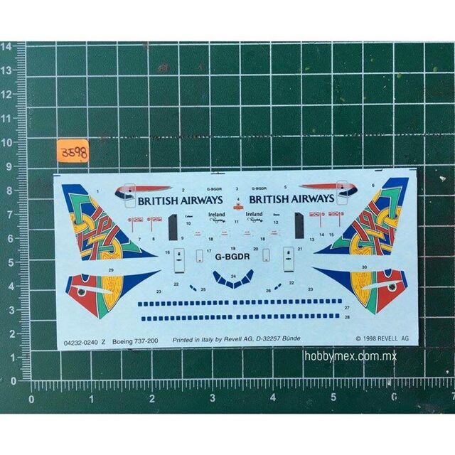 3598, British Airways Boeing 737-200, 1/144, Calcomanias Genericas.9