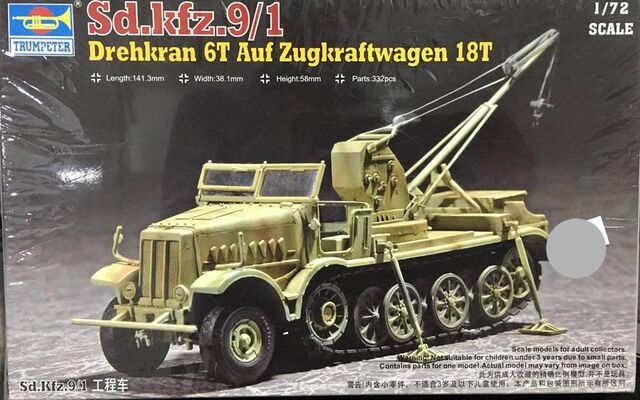 07251, Sd.Kfz.9/1 Drehkran 6T Auf Zugkraftwagen 18T, 1/72, Trumpeter.