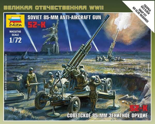 6148, Soviet 85-MM Anti-Aircraft Gun, 1/72, Zvezda.