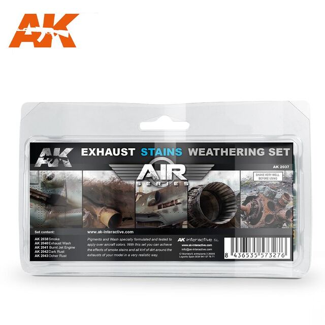 AK 2037, Exhaust Stains Weathering Set, AK Interactive.
