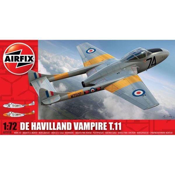 A02058, De Havilland Vampire T.11 1/72, Airfix.