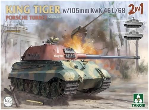 2178, King Tiger w/105mm Kwk 46L/68 2in1, 1/35, Takom.