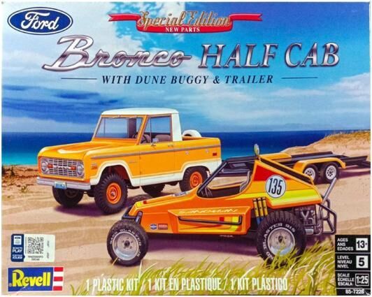 72288, Bronco Half Cab with Dune Buggy & Trailer, 1/25, Revell.