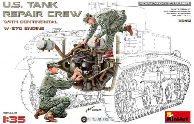 35461, U.S. Tank Repair Crew W/ Continental W-670 Engine, 1/35, Mini Art.