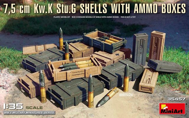 35457, 7.5 cm Kw. K Stu.G Shells With Ammo Boxes, 1/35, MiniArt.