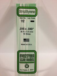 112,Tiras de Estireno 0.4 x 1.0 mm, Evergreen.