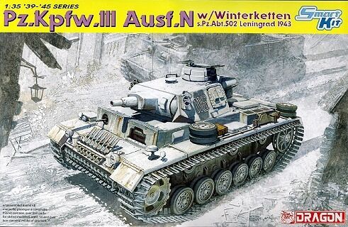 6606,  Pz.Kpfw.III Ausf.N w/Winterketten s.Pz.Abt.502, Leningrad 1943, 1/35, Dragon.