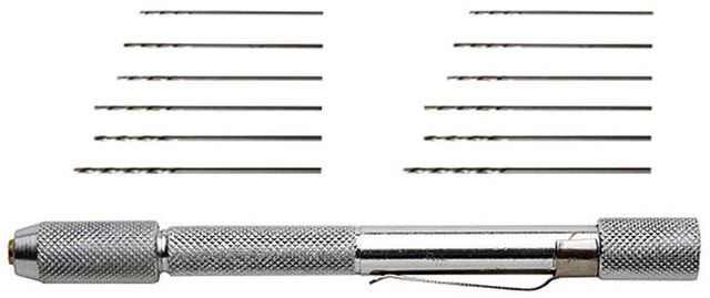 70003, Mini Pin Vise with 12 Assorted Drills, Excel.