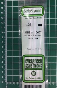 102,Tiras de Estireno 0.25 x 1.0 mm, Evergreen.