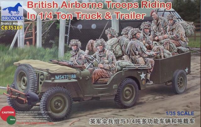 35169, British Airborn Troops Riding in 1/4 Ton Truck & Trailer, 1/35, Bronco Models..